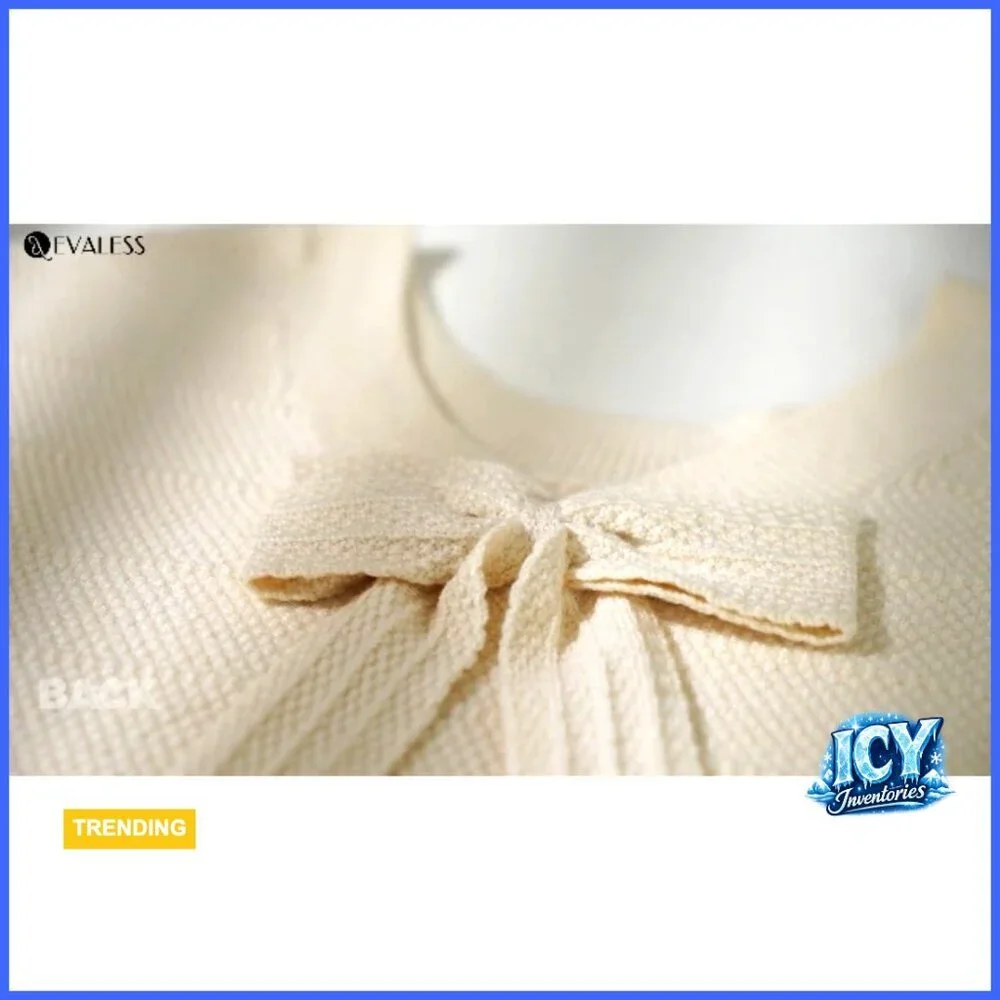 Long Sleeve Knit Pullover Sweater with Back Bow Knot Detail